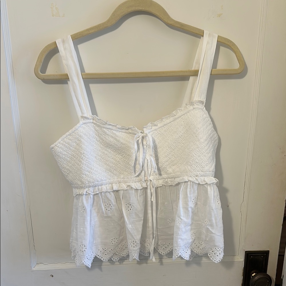 AE White Eyelet Top
